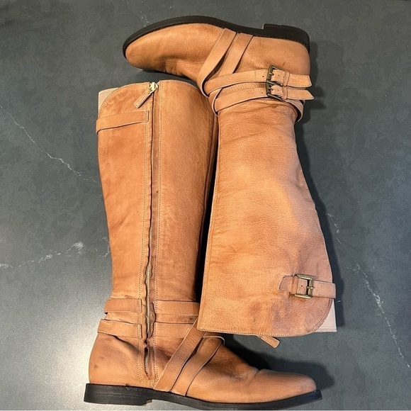 Cole Haan sz 7 tan leather tall harness riding boots - Picture 8 of 16
